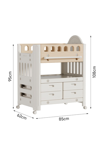 85cm W x 62cm D Mobile Baby Diaper Changing Table with 4 Drawers ,Storage Shelf