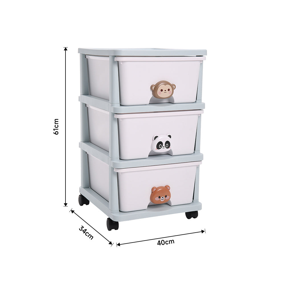 40 cm W  x 61 cm H 3-Tier Cute Animal Storage Rack, with Wheels