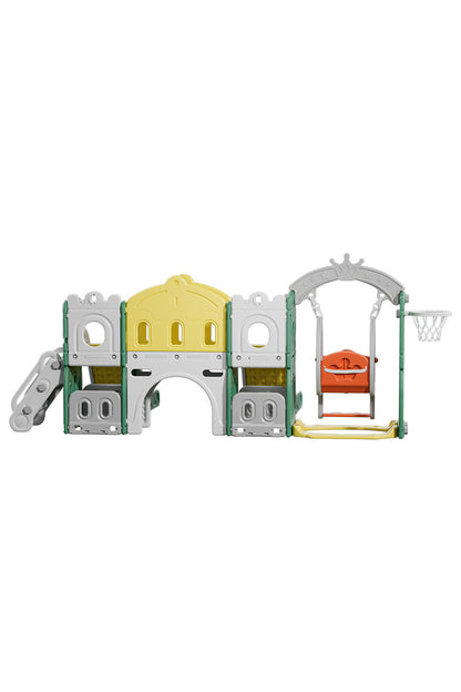 131cm H Toddler Swing and 2 Slides Playset, with Basketball Hoop