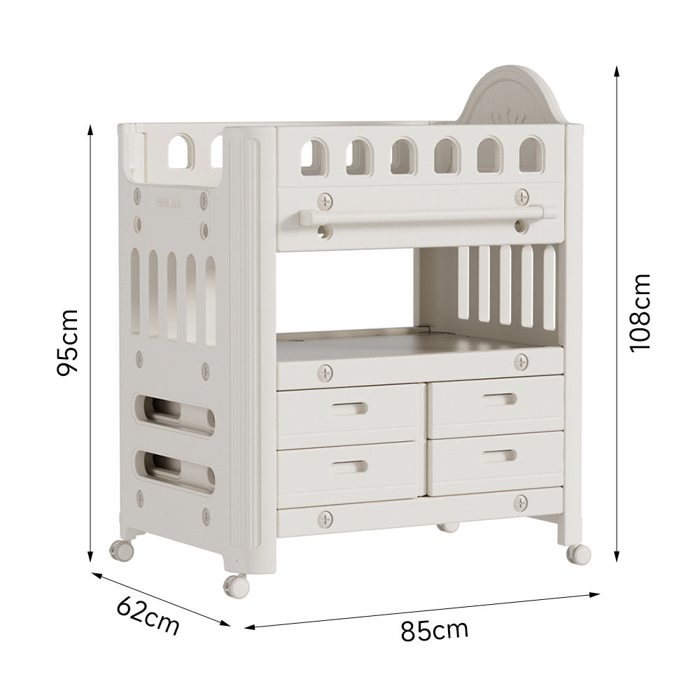 85cm W x 62cm D Mobile Baby Diaper Changing Table with 4 Drawers ,Storage Shelf