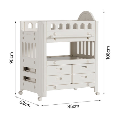 85cm W x 62cm D Mobile Baby Diaper Changing Table with 4 Drawers ,Storage Shelf