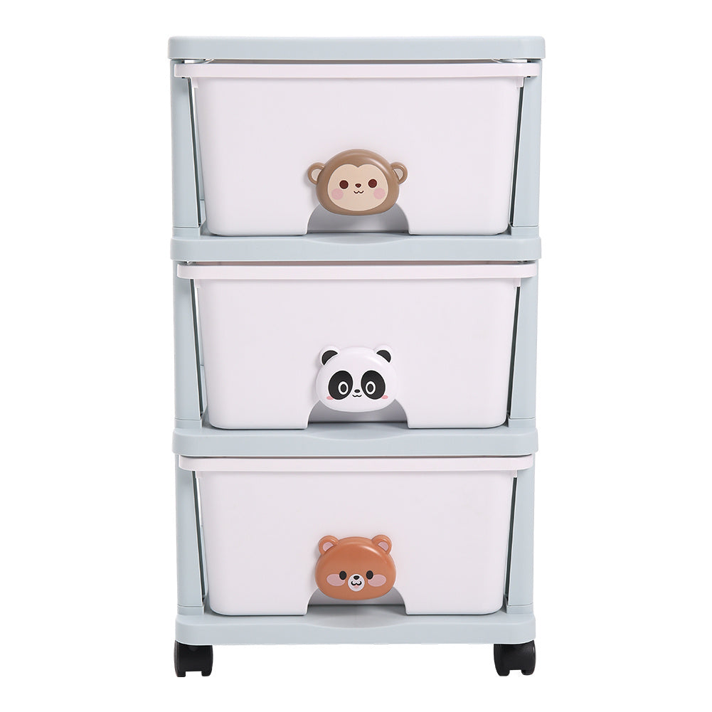 40 cm W  x 61 cm H 3-Tier Cute Animal Storage Rack, with Wheels