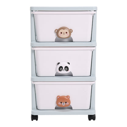 40 cm W  x 61 cm H 3-Tier Cute Animal Storage Rack, with Wheels