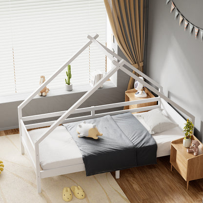 197cm W x 97cm D Kid’s Bed with House Frame Pine Wood