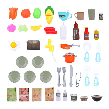 46 PCS  Mini Kitchen Playset With Light, Sound and Smoke