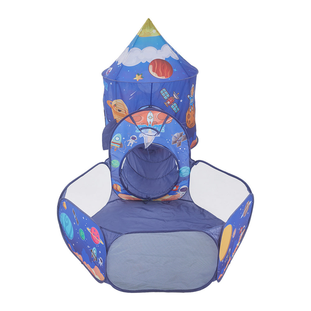 3 in 1 Aerospace Theme Play Tent, with Play Tunnel and Ball Pit