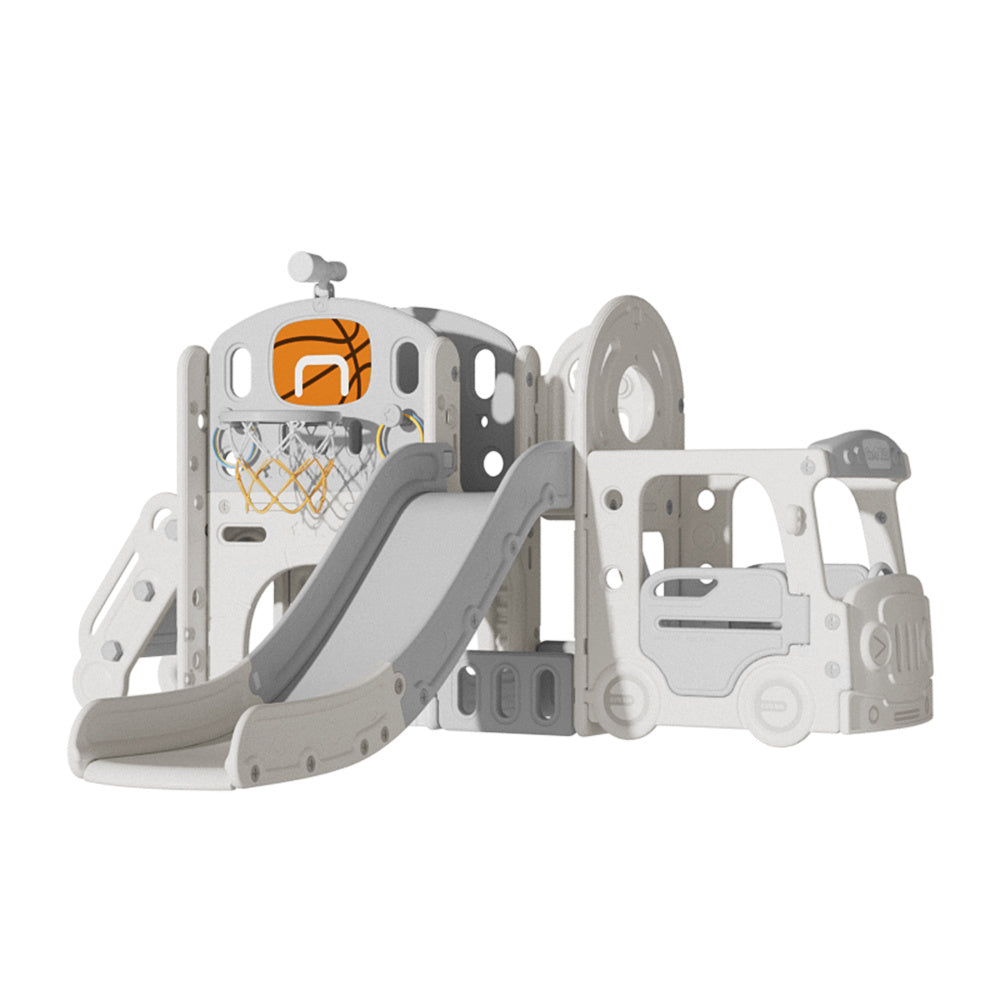 111cm H Toddler   Climber Slide Playset， with Basketball Hoop