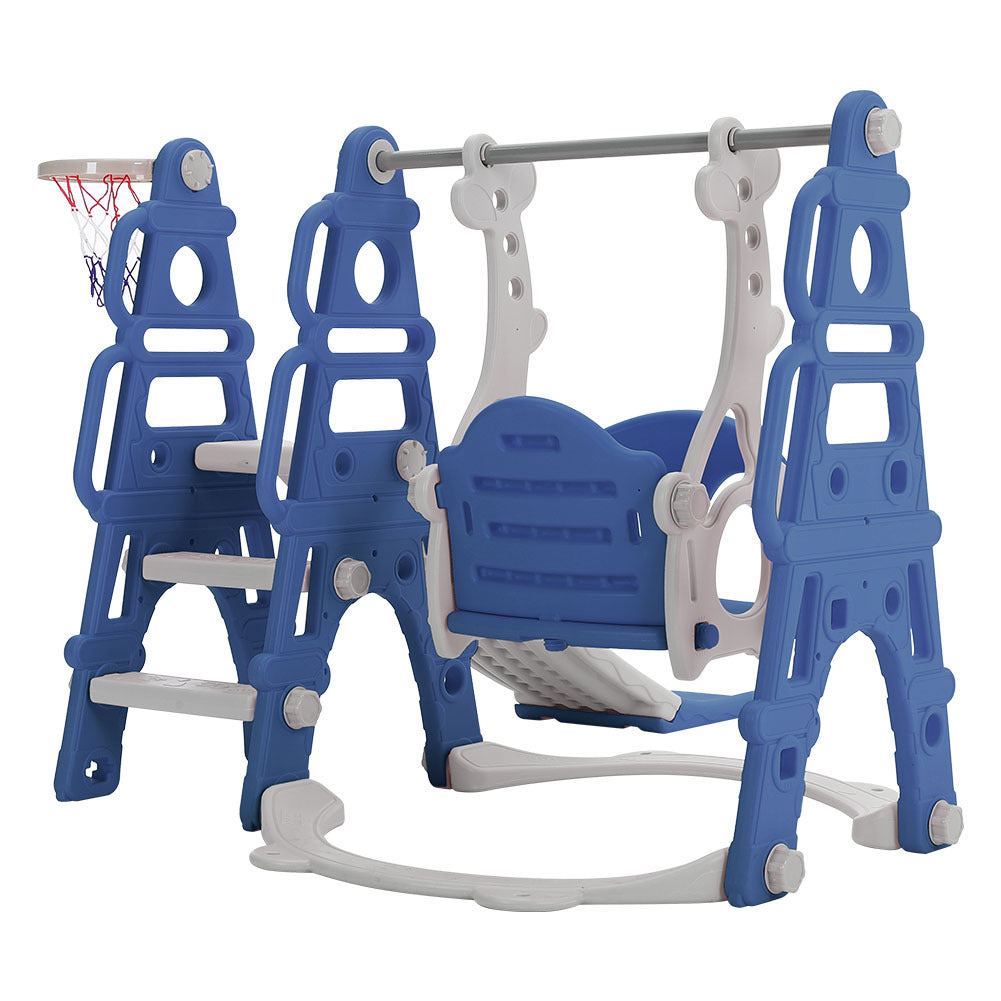 105cm H Kids Toddler Swing and Slide Set with Basketball Hoop