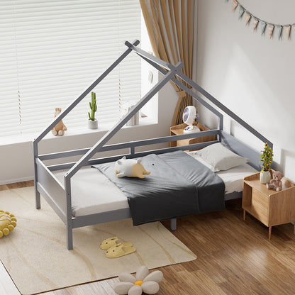 197cm W x 97cm D Kid’s Bed with House Frame Pine Wood