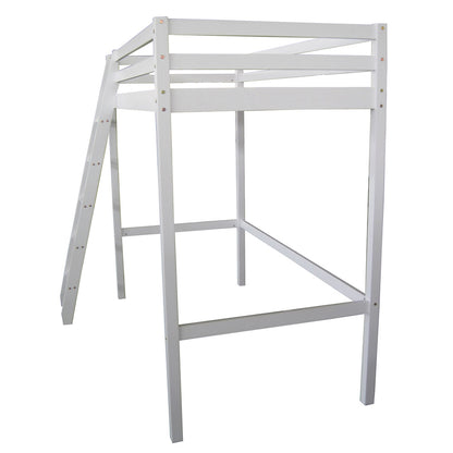 198cm W x 98cm D Children's  Pine Semi-inclined Ladder High Bed - Single Cross Brace