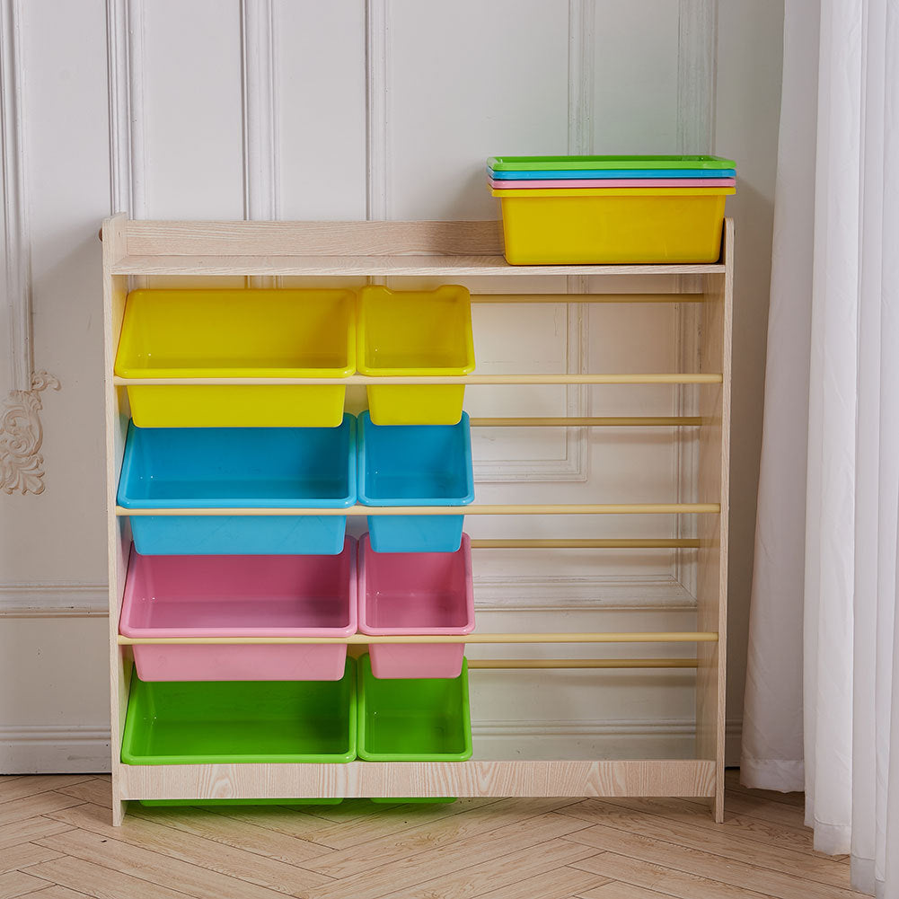 101cm W x 100 cm H 4 Tier Plastic Toy Storage Organizer with 12 Removable Bins