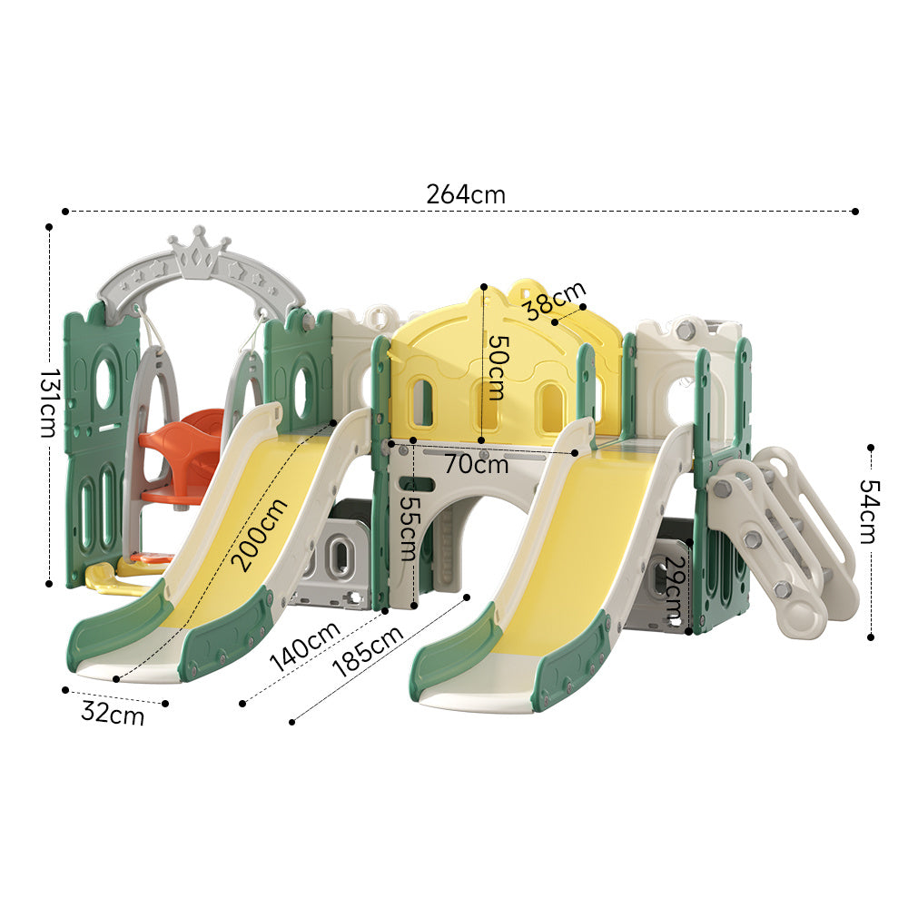 131cm H Toddler Swing and 2 Slides Playset, with Basketball Hoop