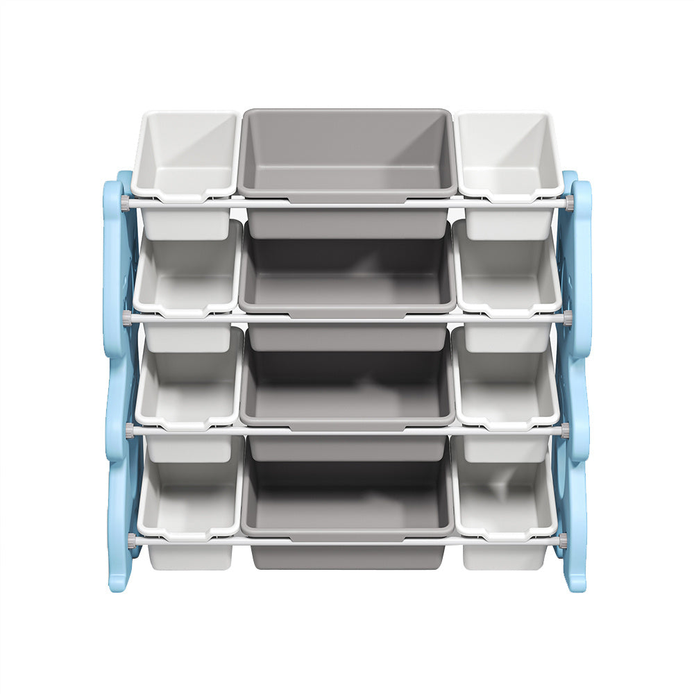 86 cm W x 86 cm H  4  Tier Plastic Toy Storage Organizer with 9 Removable Bins