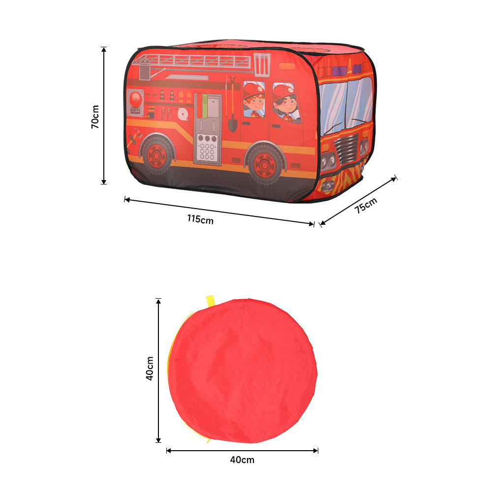 70cm H  Kids Fire Engine-Themed Play Tent, with 2 Top Openings