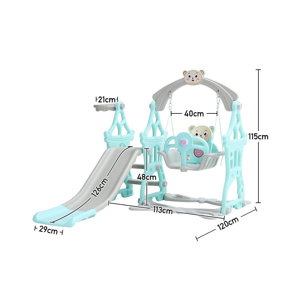 115cm H Fun Indoor Swing and Slide Set for Kids