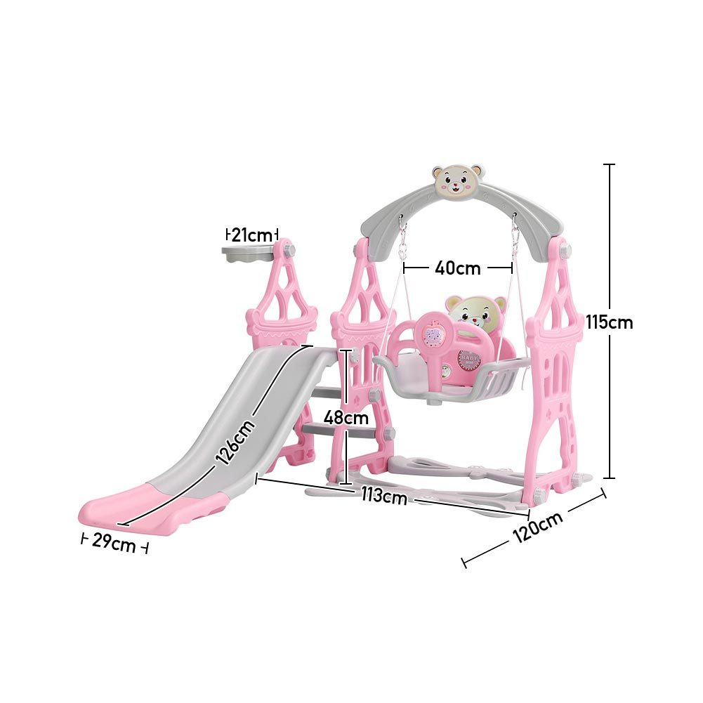 115cm H Fun Indoor Swing and Slide Set for Kids