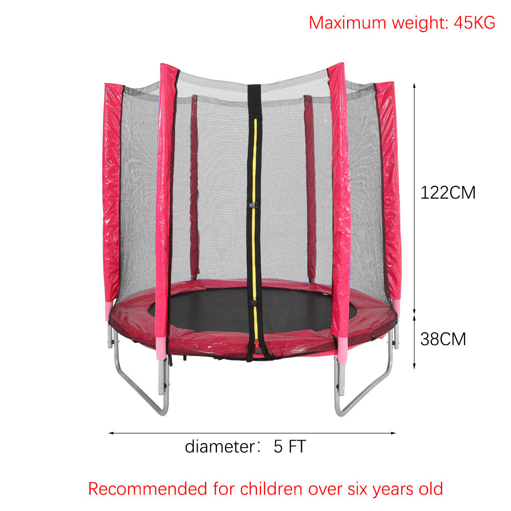 160 cm H x  5 FT Dia Outdoor Trampoline with Safety Enclosure for Kids Entertainment