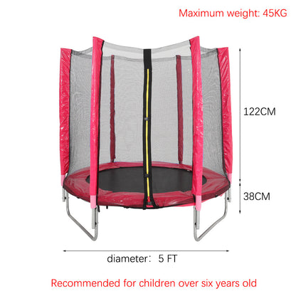 160 cm H x  5 FT Dia Outdoor Trampoline with Safety Enclosure for Kids Entertainment